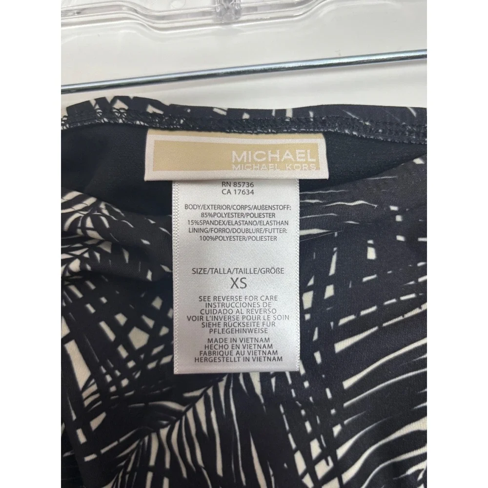 Michael Kors Women's XS Swim bottom black/white palm‎ tree floral fern NWT